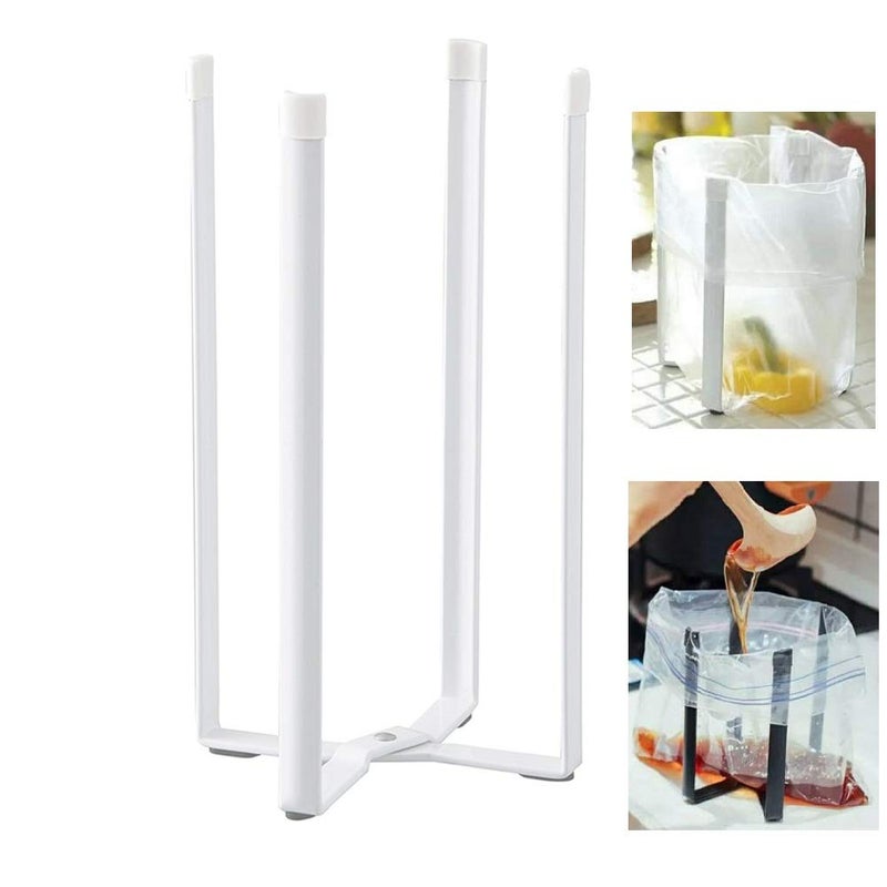 OURASHERO Multifunctional Kitchen Stand Holder for Plastic Bags, Bottles and Cups, Drying Racks Shelf Trash Bag Garbage Bag Holder for Home Kitchen Tower (White) - Image 1